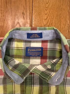 Pendleton Green Red Blue Plaid Button-Down Shirt